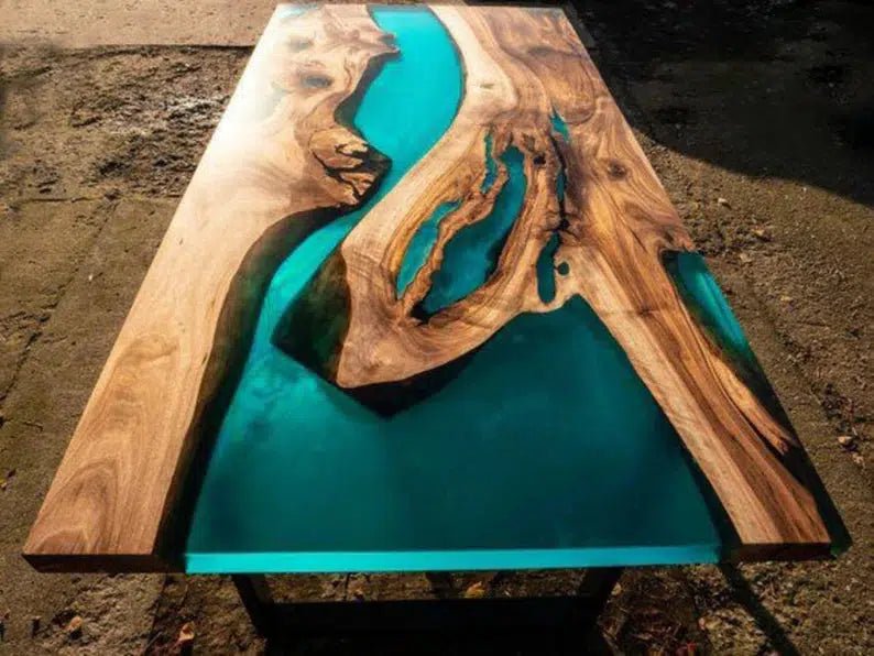 Personalized LARGE EPOXY TABLE, Resin Dining Table For 2 , 4 , 6, 8 River Dining Table Top, Wood Epoxy Coffee Table Top, Living Room Table - resinhomefurniture