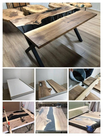 Personalized LARGE EPOXY TABLE, Resin Dining Table For 2 , 4 , 6, 8 River Dining Table Top, Wood Epoxy Coffee Table Top, Living Room Table Top - resinhomefurniture