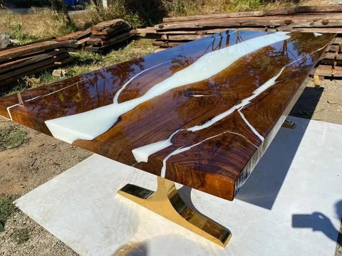 Personalized LARGE EPOXY TABLE, Resin Dining Table For 2 , 4 , 6, 8 River Dining Table Top, Wood Epoxy Coffee Table Top, Living Room Table Top - resinhomefurniture