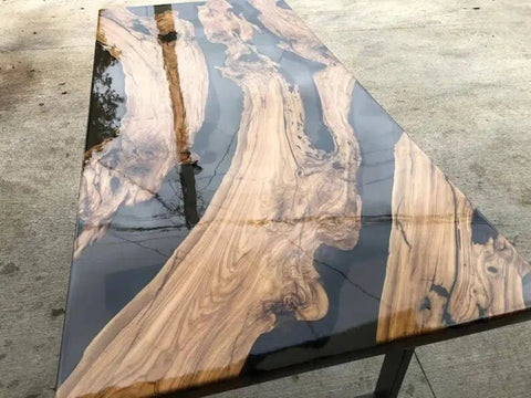 Personalized LARGE EPOXY TABLE, Resin Dining Table For 2 , 4 , 6, 8 River Dining Table Top, Wood Epoxy Coffee Table Top, Living Room Table Top - resinhomefurniture