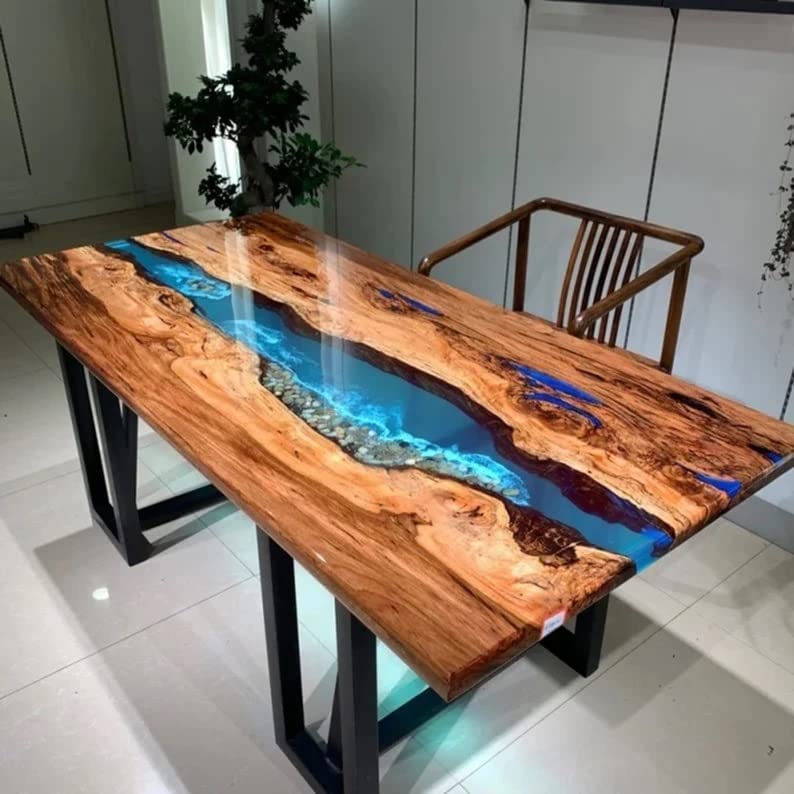 Personalized Large EPOXY Table, Resin Dining Table for 2, 4, 6, 8 River Dining Table, Wood Epoxy Coffee Table Top, Living Room Table - resinhomefurniture