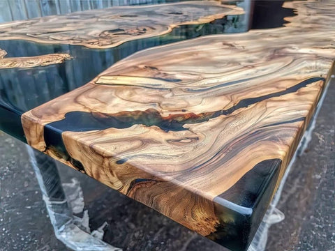 Personalized Large EPOXY Table, Resin Dining Table for 2,4,6,8 River Wood Epoxy Coffee Table Top Living Room Table, (Ultra Gloss) - resinhomefurniture