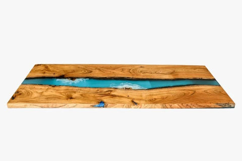 Personalized Large EPOXY Table, Resin Dining Table, River Dining Table Top, Wood Epoxy Coffee Table Top, Living Room Table (48x24 Inches) - resinhomefurniture
