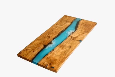 Personalized Large EPOXY Table, Resin Dining Table, River Dining Table Top, Wood Epoxy Coffee Table Top, Living Room Table (48x24 Inches) - resinhomefurniture
