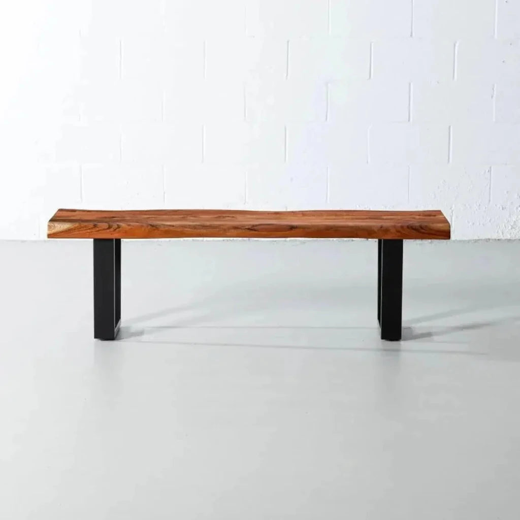 Personalized LARGE live edge stool, Wooden Live Edge Bench, Bedroom Bench, Modern, Live Edge Bench, Wood Bench, with 16.5" U Shaped Legs - resinhomefurniture