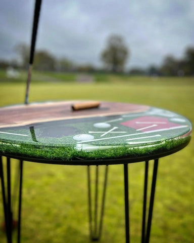 Premium Golf Epoxy Resin Round Coffee Table Center Table Dining Table Study Table Living Room Table End Table Side Table Office Table Home Décor (With Stand) - resinhomefurniture