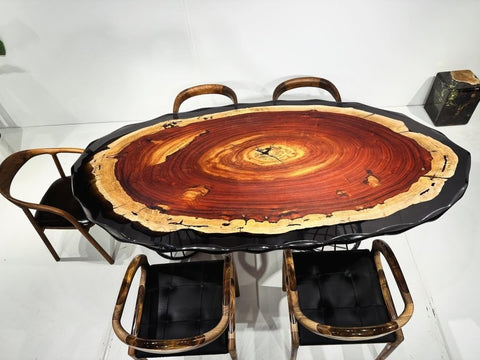 Premium Live Edge Black Epoxy River Round Dining Table Coffee Table Console Table Side Table Living Room Table Center Table Study Table Patio Table Home Décor - resinhomefurniture