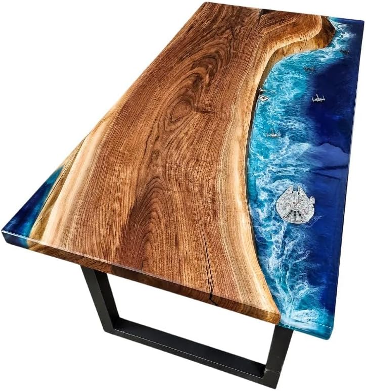 Premium Ocean Star War Epoxy Resin Dining Table Hallway Table Living Room Table Entry Way Table End Table Office Table Study Table Console Table Home Décor (With Stand) - resinhomefurniture