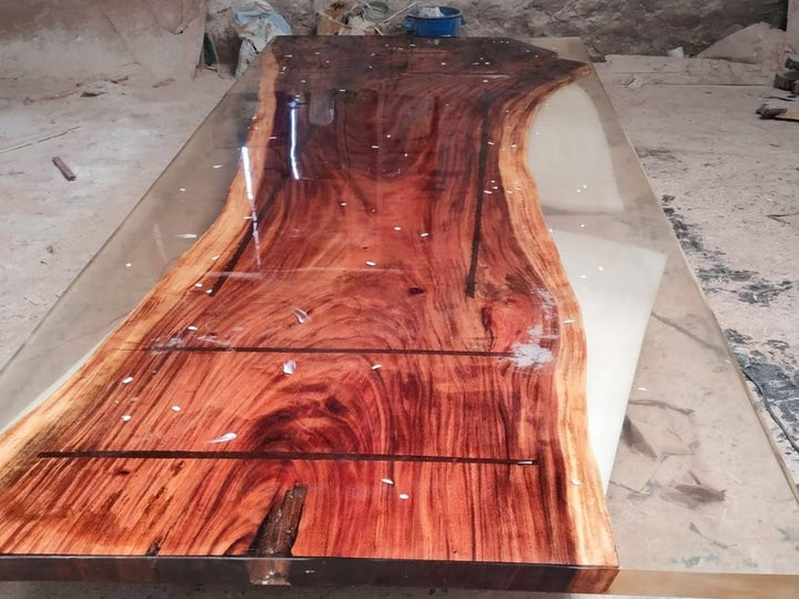 rustic - natural - wood - crystal - clear - river - epoxy - resin - dining - table - live - edge - table - conference - table - console - table - hallway - table - kitchen - table - patio - table - end - table - resinhomefurniture
