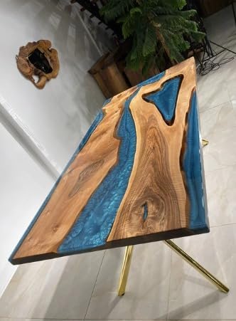 Solid Carolina Blue Epoxy Resin Dining Table River Look Conference Table Patio Table Kitchen Table Console Table Bar Counter Table Coffee Table Living Room Table - resinhomefurniture