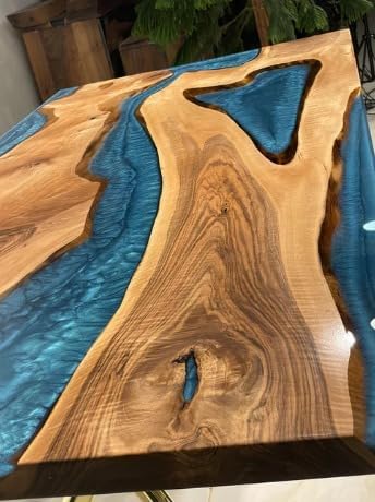 Solid Carolina Blue Epoxy Resin Dining Table River Look Conference Table Patio Table Kitchen Table Console Table Bar Counter Table Coffee Table Living Room Table - resinhomefurniture
