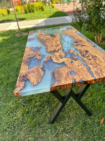 Stunning Daisy White Epoxy Resin Table Rustic Table Custom Dining Table Centre Table Kitchen Table Living Room Table Patio Table Conference Table Coffee Table - resinhomefurniture