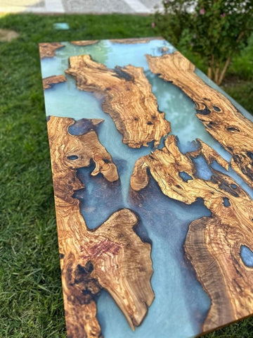 Stunning Daisy White Epoxy Resin Table Rustic Table Custom Dining Table Centre Table Kitchen Table Living Room Table Patio Table Conference Table Coffee Table - resinhomefurniture