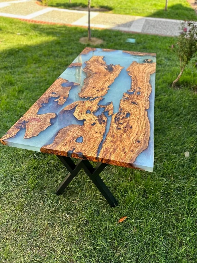 Stunning Daisy White Epoxy Resin Table Rustic Table Custom Dining Table Centre Table Kitchen Table Living Room Table Patio Table Conference Table Coffee Table - resinhomefurniture