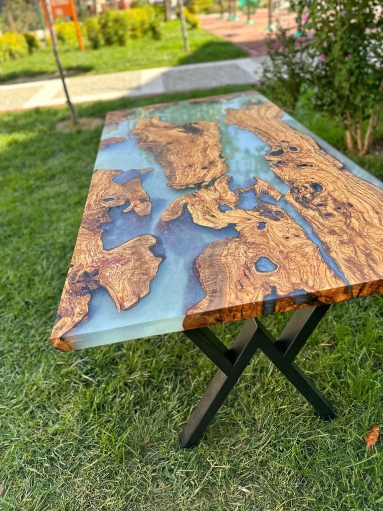 Stunning Daisy White Epoxy Resin Table Rustic Table Custom Dining Table Centre Table Kitchen Table Living Room Table Patio Table Conference Table Coffee Table - resinhomefurniture