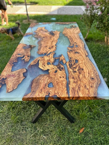 Stunning Daisy White Epoxy Resin Table Rustic Table Custom Dining Table Centre Table Kitchen Table Living Room Table Patio Table Conference Table Coffee Table - resinhomefurniture