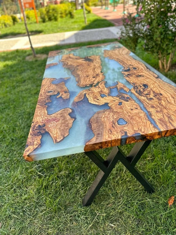 Stunning Daisy White Epoxy Resin Table Rustic Table Custom Dining Table Centre Table Kitchen Table Living Room Table Patio Table Conference Table Coffee Table - resinhomefurniture
