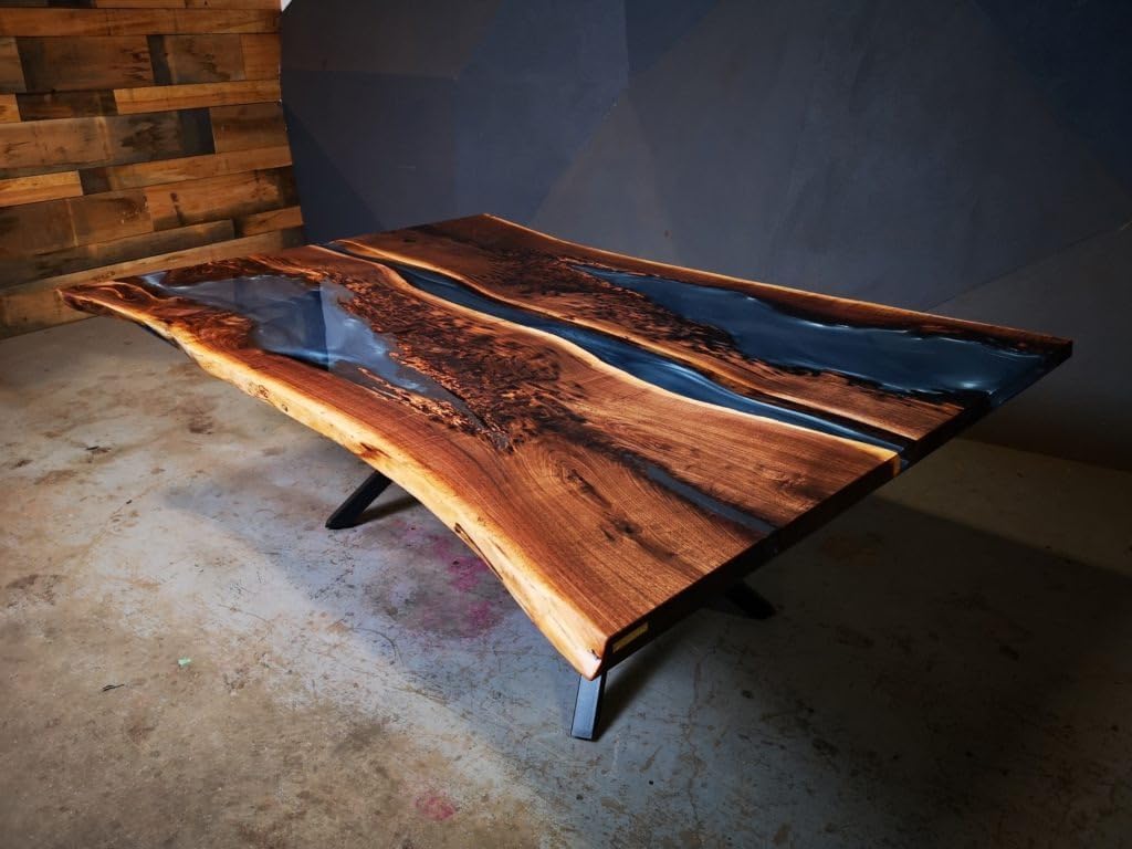 Translucent Live Edge Epoxy Metallic Gray Resin Dining Table Coffee Table Living Room Table Conference Table Center Table Console Table End Table - resinhomefurniture