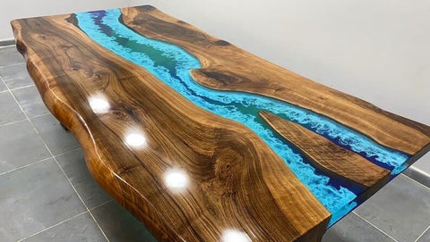 Turquoise Blue Epoxy Resin Dining Table Living Room Table Patio Table Coffee Table End/Side Table Console Table Kitchen Table Bar Counter Table - resinhomefurniture