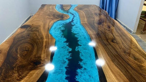 Turquoise Blue Epoxy Resin Dining Table Living Room Table Patio Table Coffee Table End/Side Table Console Table Kitchen Table Bar Counter Table - resinhomefurniture
