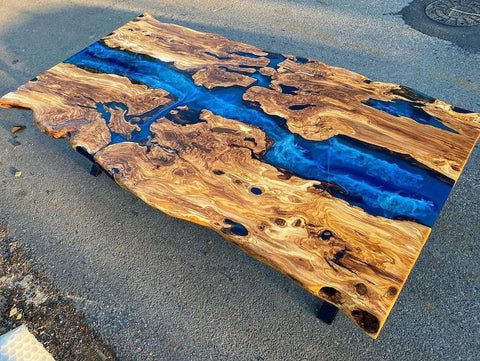 turquoise - island - blue - epoxy - resin - dining - table - coffee - table - console - table - patio - table - conference - table - kitchen - table - central - table - bar - counter - table - end - side - table - resinhomefurniture