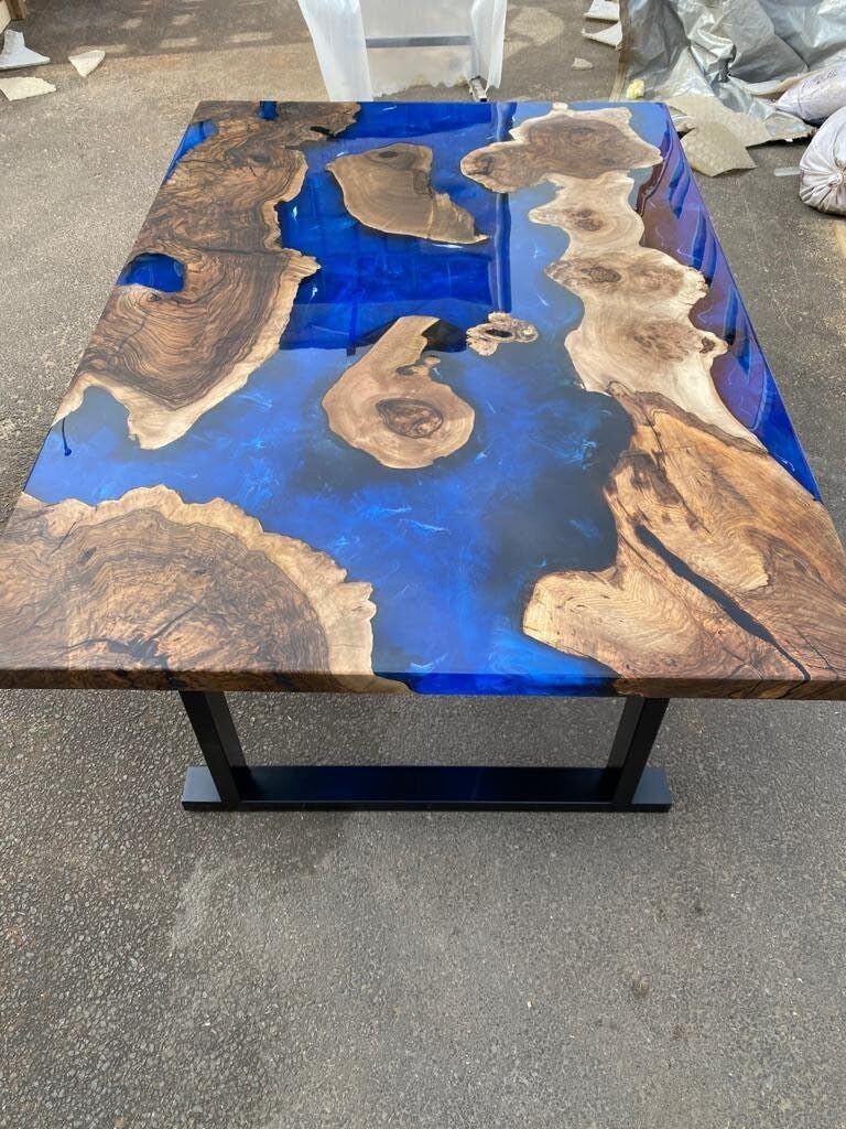 TUZECH Alluring River Blue Epoxy Resin Table Dining Table Living Room Table Coffee Table Center Table Kitchen Table Console Table Patio Table Side/End Table Home Décor - resinhomefurniture