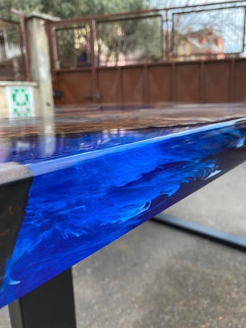 TUZECH Alluring River Blue Epoxy Resin Table Dining Table Living Room Table Coffee Table Center Table Kitchen Table Console Table Patio Table Side/End Table Home Décor - resinhomefurniture