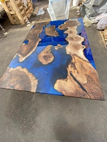TUZECH Alluring River Blue Epoxy Resin Table Dining Table Living Room Table Coffee Table Center Table Kitchen Table Console Table Patio Table Side/End Table Home Décor - resinhomefurniture