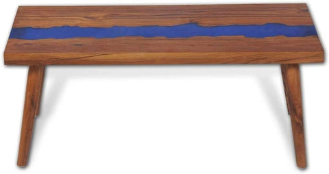 TUZECH Coffee Table Teak Wood Resin End Side Table for Home Office Living Room Home Furniture Decor (39.4x19.7x15.7) - resinhomefurniture