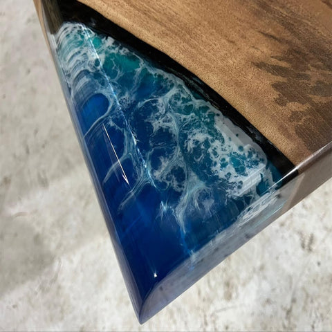 TUZECH Custom Made Dark Wood Table Realistic River with Waves Dinning Table Coffe Table Live Room Table Side/End Table Bar Counter Home Decor - resinhomefurniture