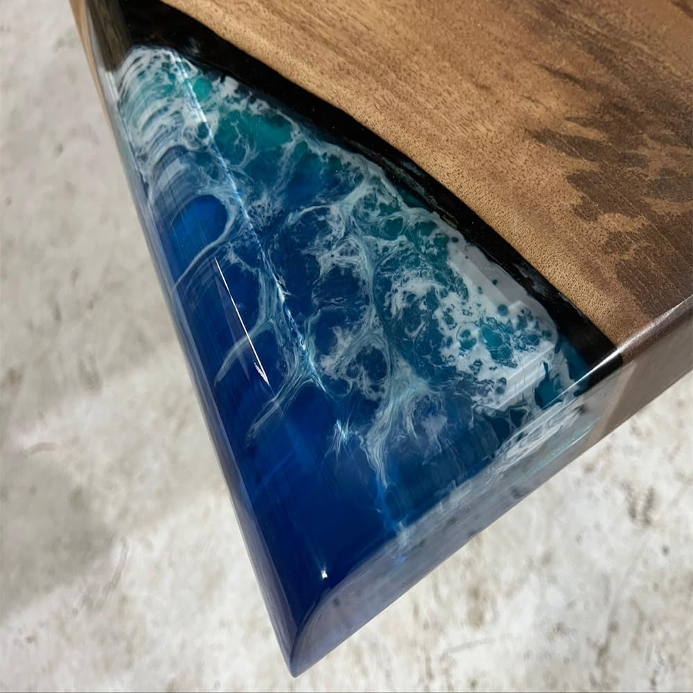 TUZECH Custom Made Dark Wood Table Realistic River with Waves Dinning Table Coffe Table Live Room Table Side/End Table Bar Counter Home Decor - resinhomefurniture