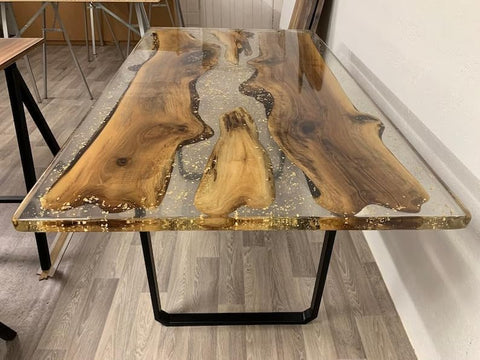 TUZECH Custom Made Handmade Clear Epoxy Resin Rustic Table Dining Table Console Table Side/End Table Living Room Coastal Table Bar Counter Table Home Décor - resinhomefurniture