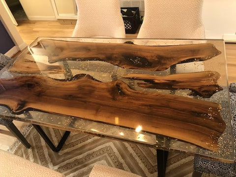 TUZECH Custom Made Handmade Clear Epoxy Resin Rustic Table Dining Table Console Table Side/End Table Living Room Coastal Table Bar Counter Table Home Décor - resinhomefurniture