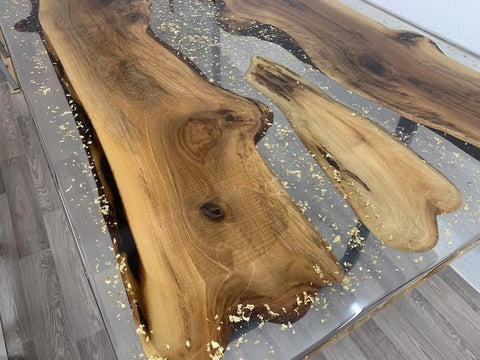 TUZECH Custom Made Handmade Clear Epoxy Resin Rustic Table Dining Table Console Table Side/End Table Living Room Coastal Table Bar Counter Table Home Décor - resinhomefurniture
