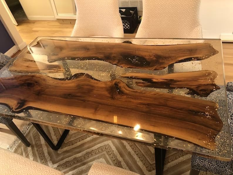 TUZECH Custom Made Handmade Clear Epoxy Resin Rustic Table Dining Table Console Table Side/End Table Living Room Coastal Table Bar Counter Table Home Décor - resinhomefurniture
