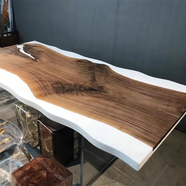 TUZECH Custom Made Wood Resin Epoxy Ice Look Dinning Table Coffee Table Side/End Table Coastal Table Top Living Room Table Bar Counter Home Décor - resinhomefurniture
