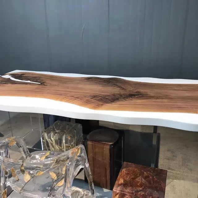 TUZECH Custom Made Wood Resin Epoxy Ice Look Dinning Table Coffee Table Side/End Table Coastal Table Top Living Room Table Bar Counter Home Décor - resinhomefurniture
