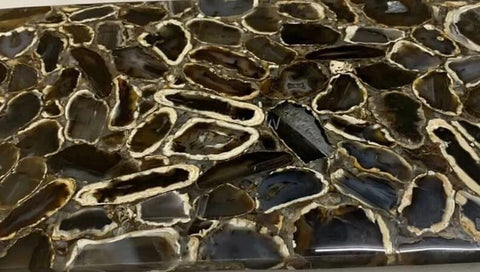 TUZECH Customized Black Agate Stone/Marble Dining Table for 2 4 6 8 Living Room Table Bar Counter Wall Décor Ceiling Frame - resinhomefurniture