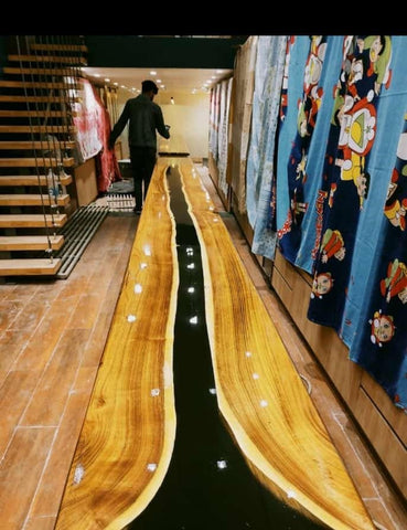 TUZECH Customized Large Indoor Obsidian Black Epoxy Resin Table Coffee Table Conference Table Kitchen Table End/Side Table Console Table Coastal Table Home Décor - resinhomefurniture