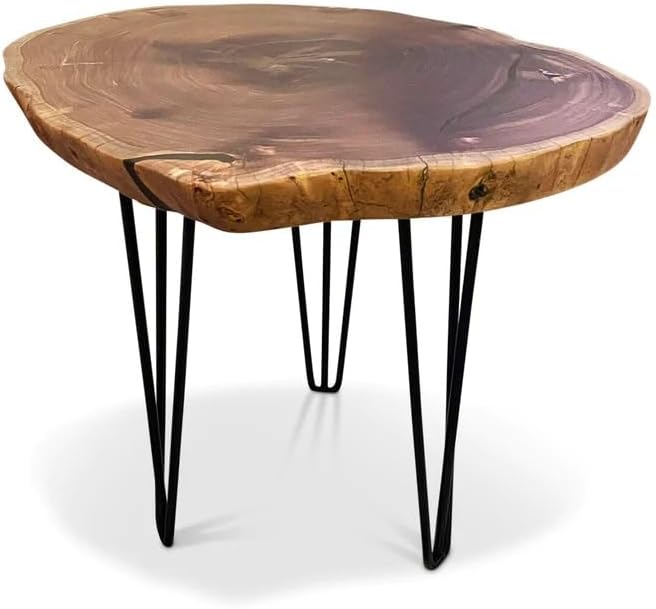 TUZECH Elegant and Durable Live Edge Round Coffee Table Dining Table Center Table Living Room Table Office Table End/Side Table Home Décor - resinhomefurniture