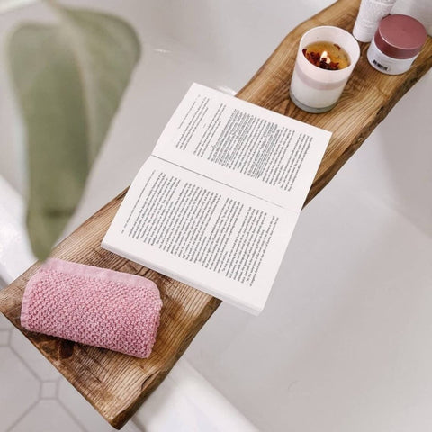 TUZECH Epoxy Live Edge Customized Thick Solid Wood Bathtub Tray - resinhomefurniture