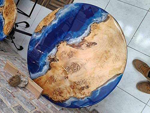 TUZECH Epoxy Resin Coffee Table, Olive Wood Coffee Table, epoxy Round Table (36 Inches) - resinhomefurniture
