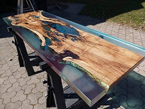 Tuzech Epoxy Table Fully Customised Thick Resin River Table Indoor Outdoor Wooden Dining Table Top (76 X 30 Inches) - resinhomefurniture