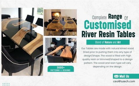 Tuzech Epoxy Table Top Fully Customised Thick Resin River Table Indoor Outdoor Wooden Table Top (64 X 16 Inches) - resinhomefurniture