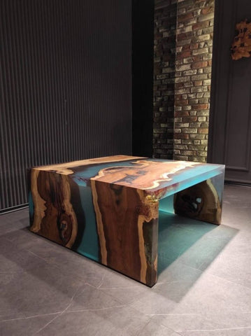 Tuzech Epoxy Table Top Fully Customized Thick Resin River Table Indoor Outdoor Wooden Coffee Table Top - resinhomefurniture