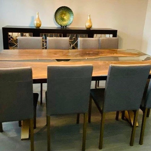 TUZECH Epoxy Table Top Fully Customized Thick Resin River Table Indoor Outdoor Wooden Dining Table for Home Decor - resinhomefurniture