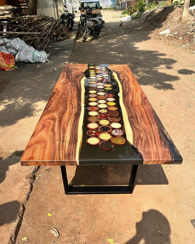 TUZECH Exotic Spices Epoxy Resin Dining Table Coffee Table Living Room Table Console Table Kitchen Table Patio Table Center Table Side Table Bar Counter Table Home Décor - resinhomefurniture