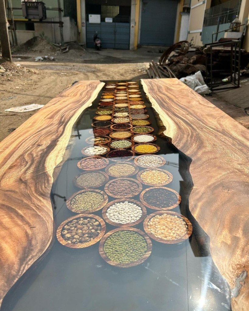 TUZECH Exotic Spices Epoxy Resin Dining Table Coffee Table Living Room Table Console Table Kitchen Table Patio Table Center Table Side Table Bar Counter Table Home Décor - resinhomefurniture