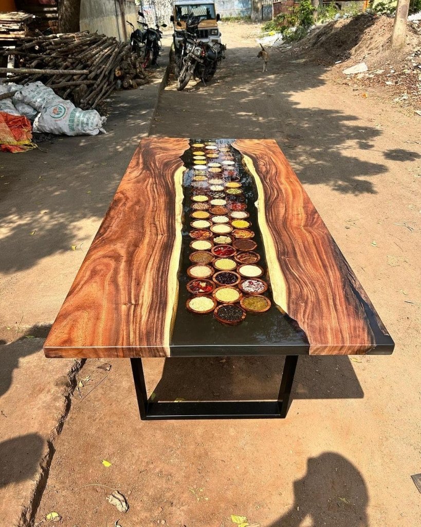 TUZECH Exotic Spices Epoxy Resin Dining Table Coffee Table Living Room Table Console Table Kitchen Table Patio Table Center Table Side Table Bar Counter Table Home Décor - resinhomefurniture