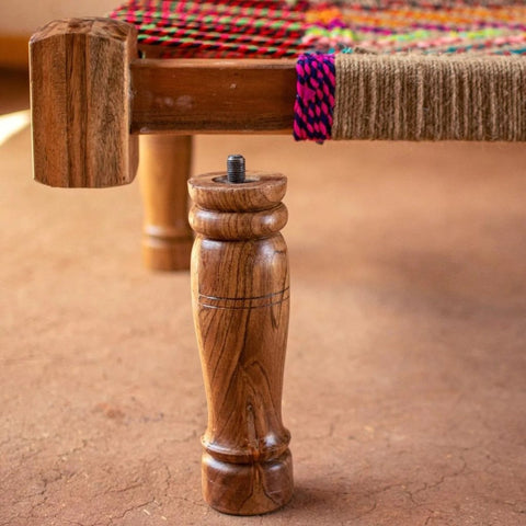 Tuzech Handmade Amaltas Jute & Textile Charpai Solid Sturdy Hand Woven Metal Charpai/Day Bed/Khatiya/Manjhi with Legs for Hotel Restaurant - resinhomefurniture